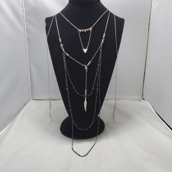 BKE silver layered necklace with stones - Picture 1 of 12